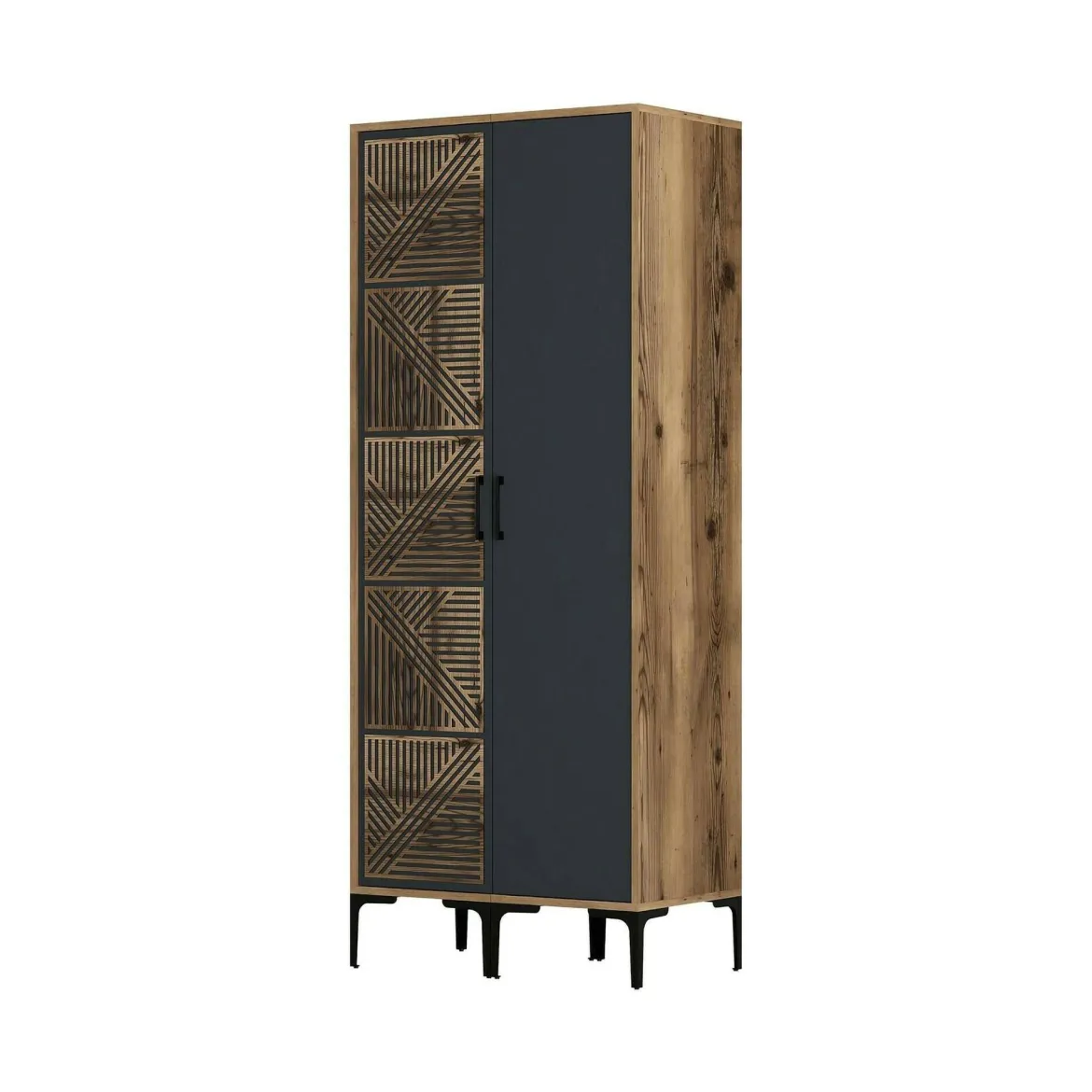 Guardaroba in legno noce e antracite 80x200h cm - Weng