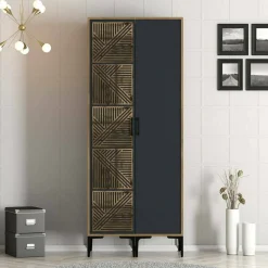 Guardaroba in legno noce e antracite 80x200h cm - Weng