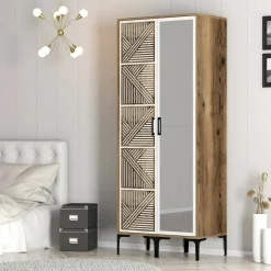 Guardaroba in legno noce e bianco 80x200h cm - Ramallah