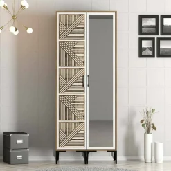 Guardaroba in legno noce e bianco 80x200h cm - Ramallah