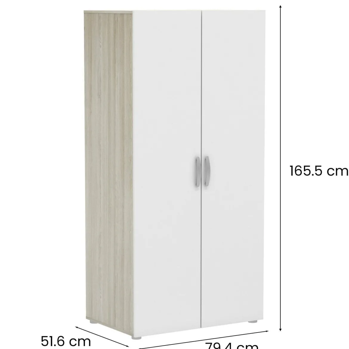 Guardaroba in legno rovere e bianco opaco 79x165h cm - Barge