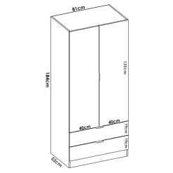 Guardaroba moderno bianco 81x184h cm - Anya