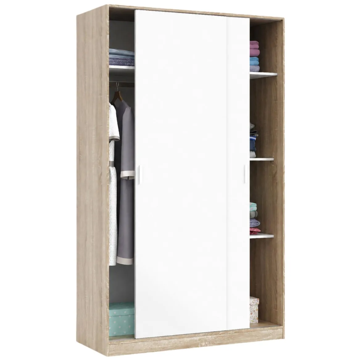 Guardaroba moderno rovere e bianco 120x200h cm - Adrenalin