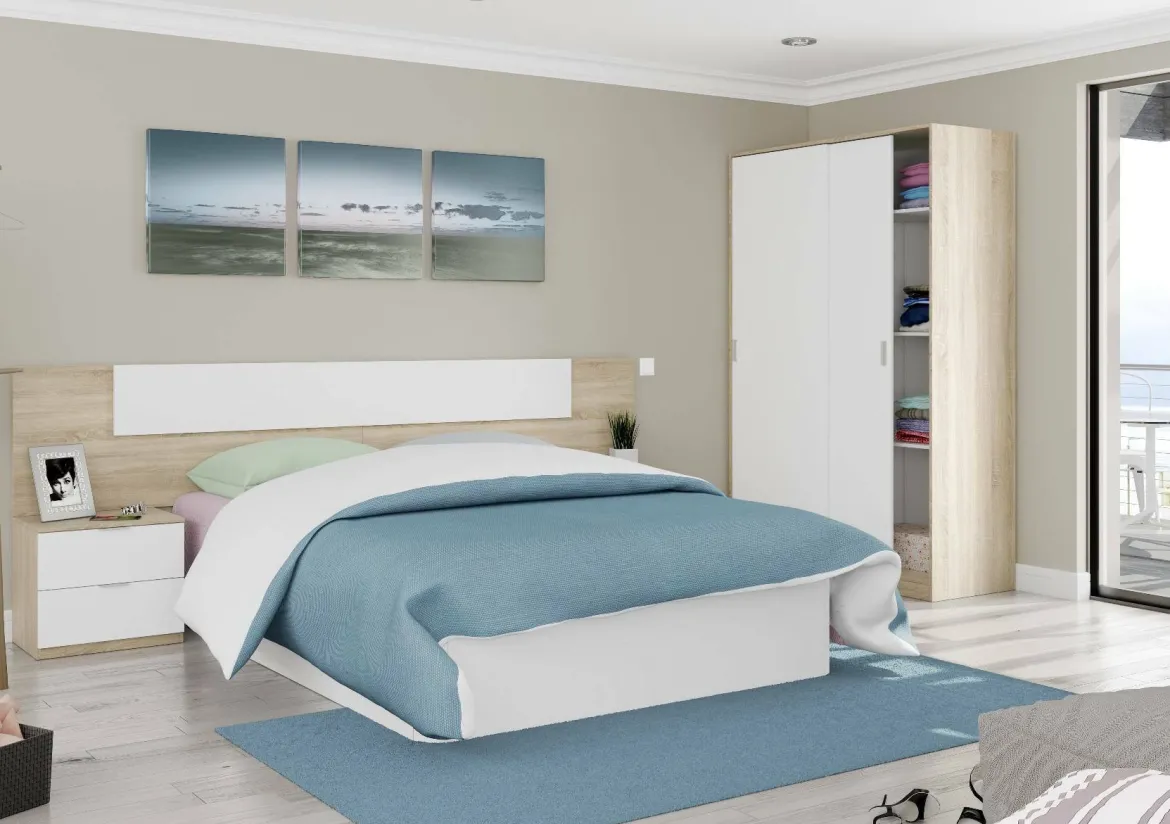 Guardaroba moderno rovere e bianco 120x200h cm - Adrenalin