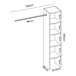 Guardaroba 4 ripiani effetto legno 137x185h cm - Adler