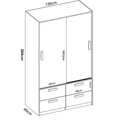 Guardaroba salvaspazio bianco e rovere 121x184h cm - Astru