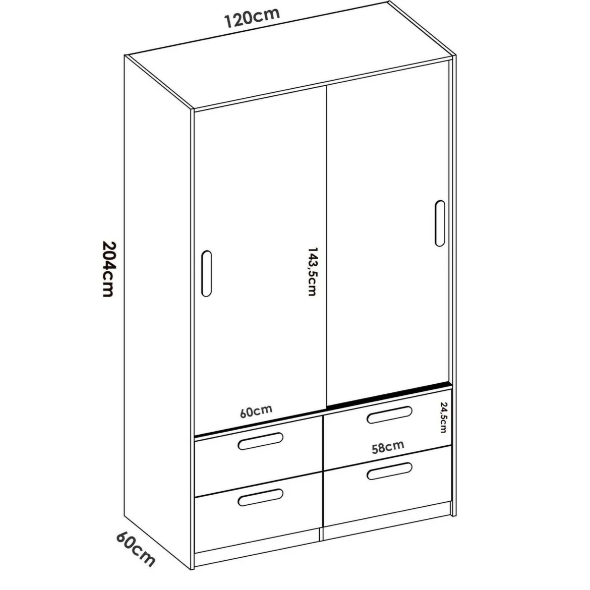 Guardaroba salvaspazio bianco e rovere 121x184h cm - Astru
