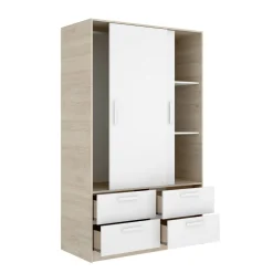 Guardaroba salvaspazio bianco e rovere 121x184h cm - Astru