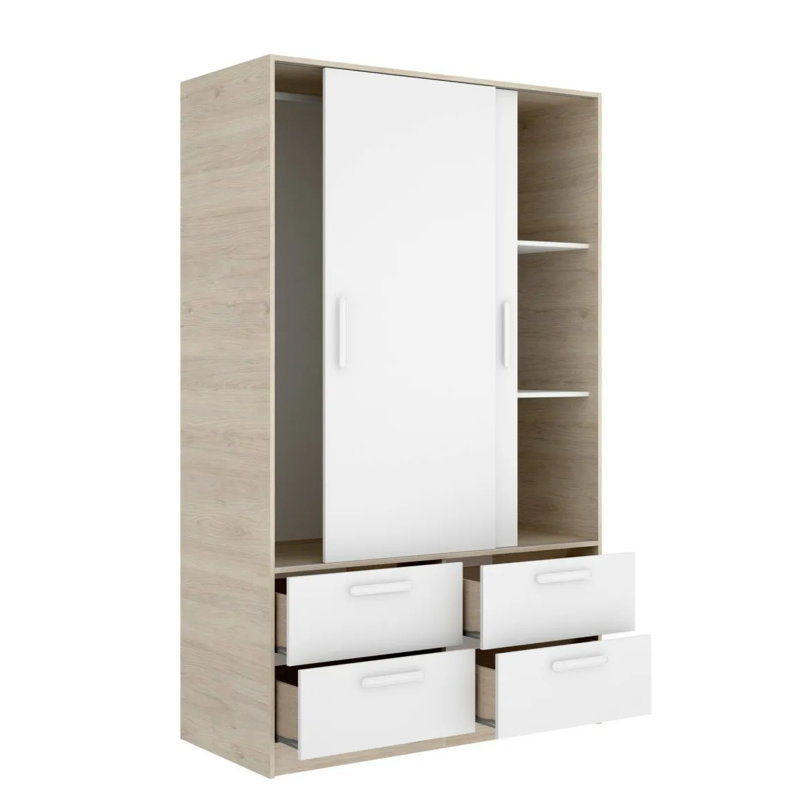 Guardaroba salvaspazio bianco e rovere 121x184h cm - Astru