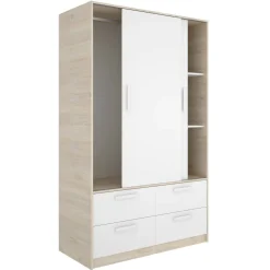 Guardaroba salvaspazio bianco e rovere 121x184h cm - Astru