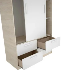 Guardaroba salvaspazio bianco e rovere 121x184h cm - Astru