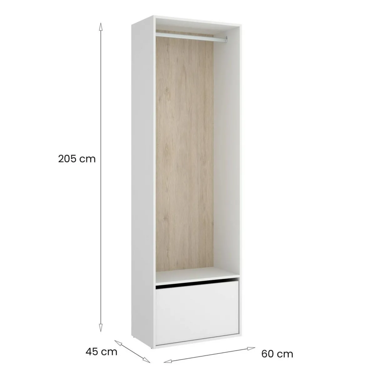 Guardaroba salvaspazio bianco e rovere 60x205h cm - Islamabad