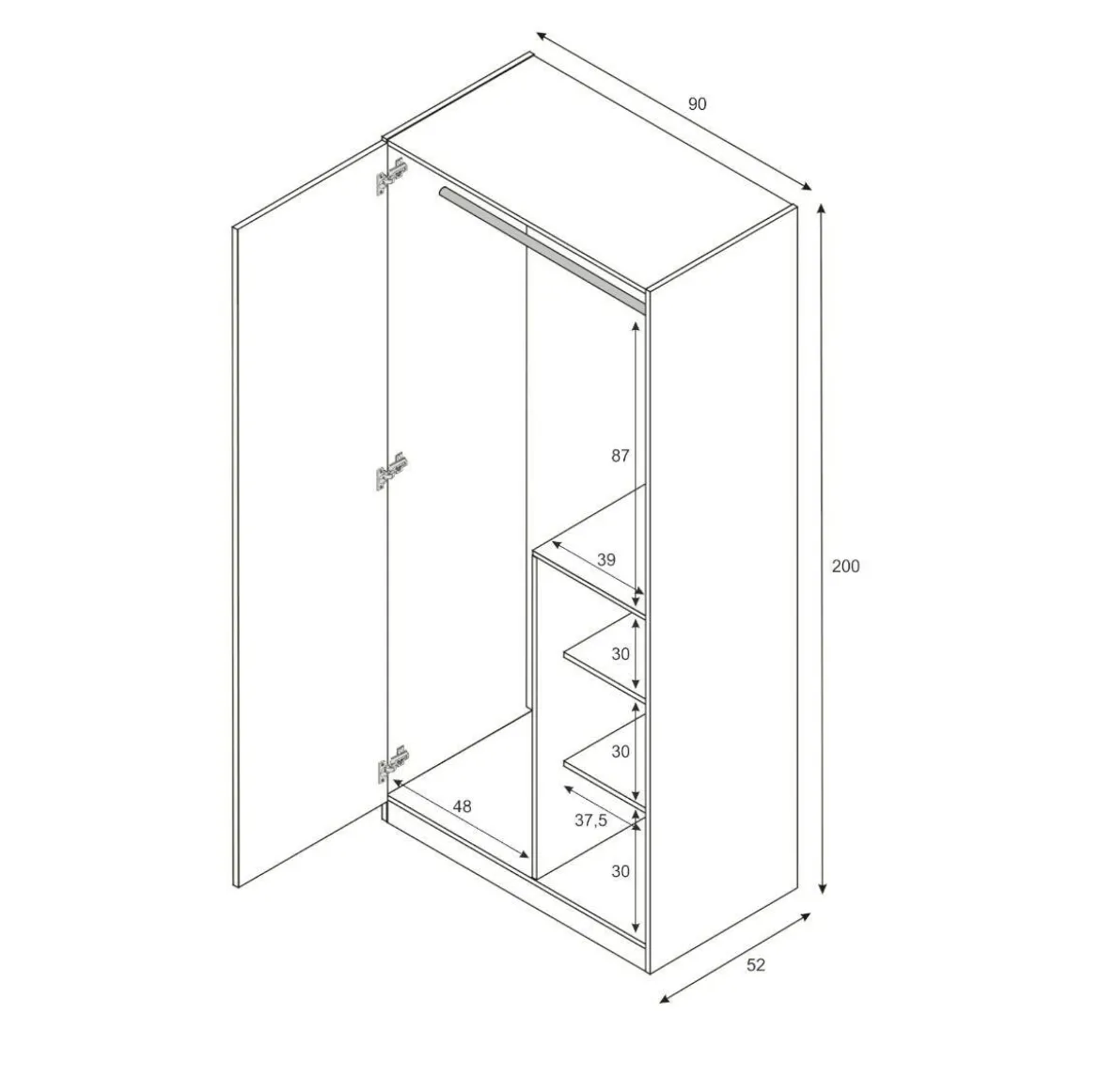Guardaroba salvaspazio grigio e rosa 90x200h cm - Aronia