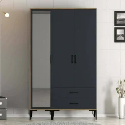 Guardaroba salvaspazio noce e antracite 120x200h cm - Petroleuse