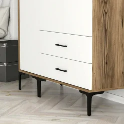 Guardaroba salvaspazio noce e bianco 80x200h cm - Weng