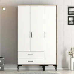 Guardaroba salvaspazio noce e bianco 80x200h cm - Weng