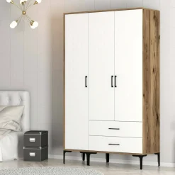Guardaroba salvaspazio noce e bianco 80x200h cm - Weng