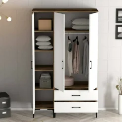 Guardaroba salvaspazio noce e bianco 80x200h cm - Weng