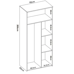 Guardaroba salvaspazio rovere e bianco 90x205h cm - Arcibald