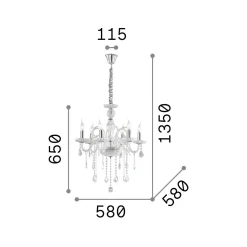 Ideal-Lux - Lampada a sospensione GIUDECCA SP6 TRASPARENTE, 58 x 58 x h90 cm, Trasparente