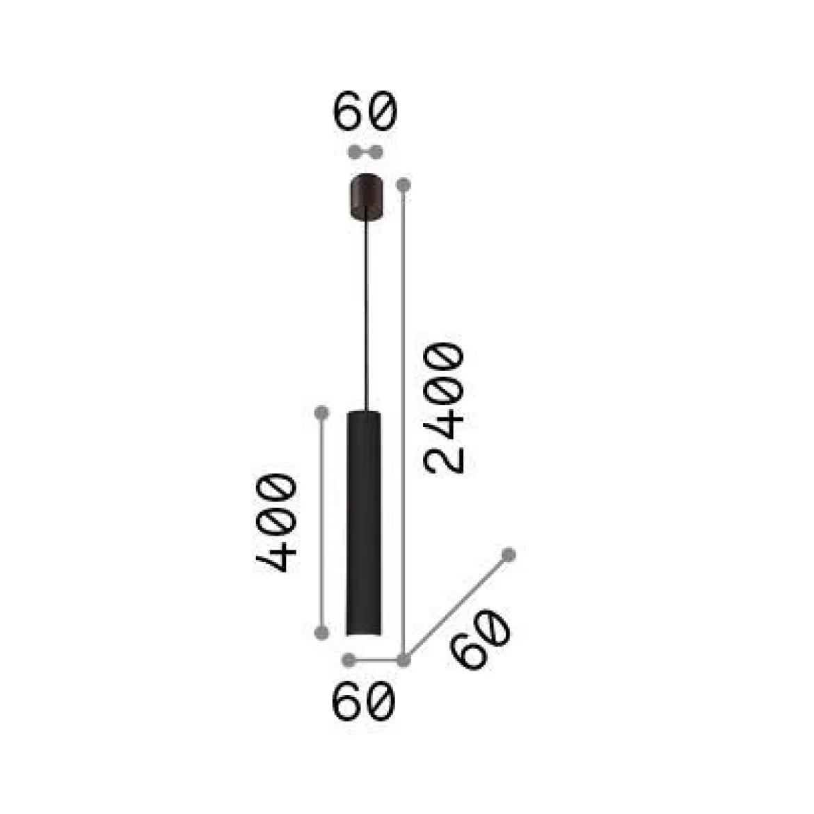 Ideal-Lux - Lampada a sospensione LOOK SP1 D06 BIANCO, 6 x 6 x h65 cm, Bianco