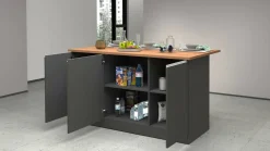 Isola centrale cucina design 155x90x90h cm antracite e rovere - Tartaro