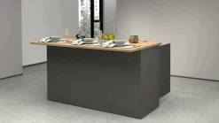 Isola centrale cucina design 155x90x90h cm antracite e rovere - Tartaro