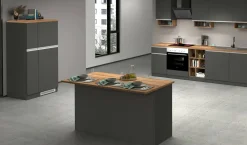 Isola centrale cucina design 155x90x90h cm antracite e rovere - Tartaro