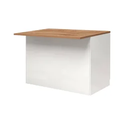 Isola cucina compatta per piccoli spazi 125x90x90h cm bianca lucida e rovere - Analiza