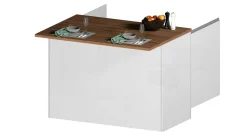 Isola cucina compatta per piccoli spazi 125x90x90h cm bianca lucida e rovere - Analiza