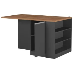 Isola cucina con vani contenitori 160x90x90h cm antracite e rovere - Abern