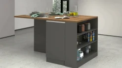 Isola cucina con vani contenitori 160x90x90h cm antracite e rovere - Abern