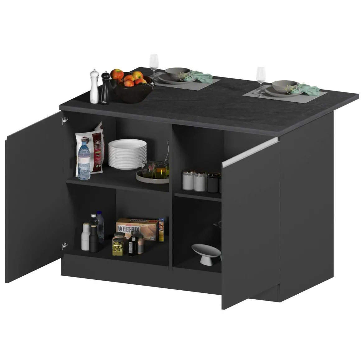 Isola cucina economica 125x90x90h cm antracite e ardesia - Analiza