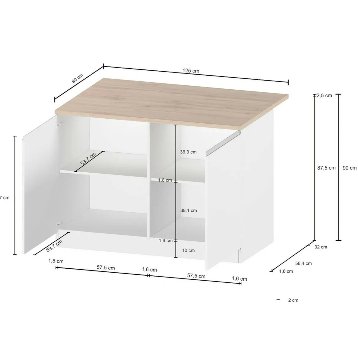 Isola cucina economica 125x90x90h cm antracite e ardesia - Analiza