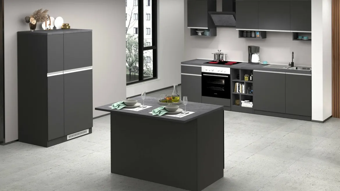 Isola cucina economica 125x90x90h cm antracite e ardesia - Analiza