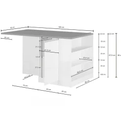 Isola cucina grande multifunzione 160x90x90h cm antracite e ardesia - Abern