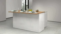 Isola cucina salvaspazio con ripiani 155x90x90h cm bianca lucida e rovere - Tartaro