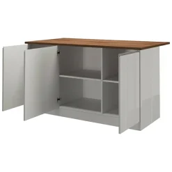 Isola cucina salvaspazio con ripiani 155x90x90h cm bianca lucida e rovere - Tartaro
