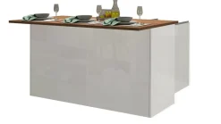 Isola cucina salvaspazio con ripiani 155x90x90h cm bianca lucida e rovere - Tartaro