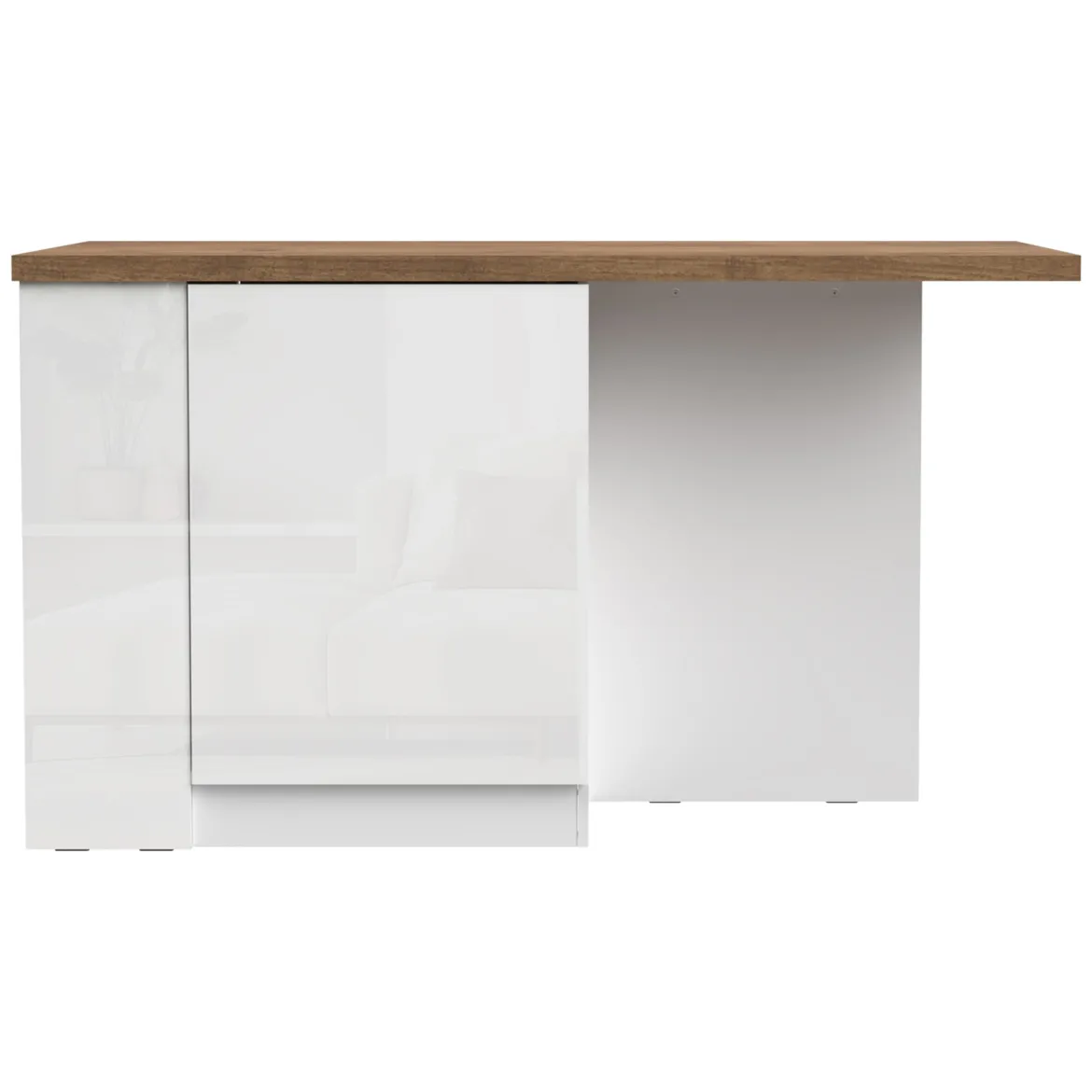 Isola da Cucina Bianco Lucido Marrone Noce un Ripiano 2 Vani 160x80x90h cm, Un'anta Made in Italy - Migabato