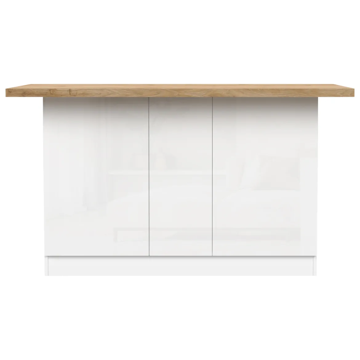Isola da Cucina Bianco Lucido Marrone Rovere 3 Ripiani 6 Vani 160x80x90h cm, 3 Ante Made in Italy - Migani
