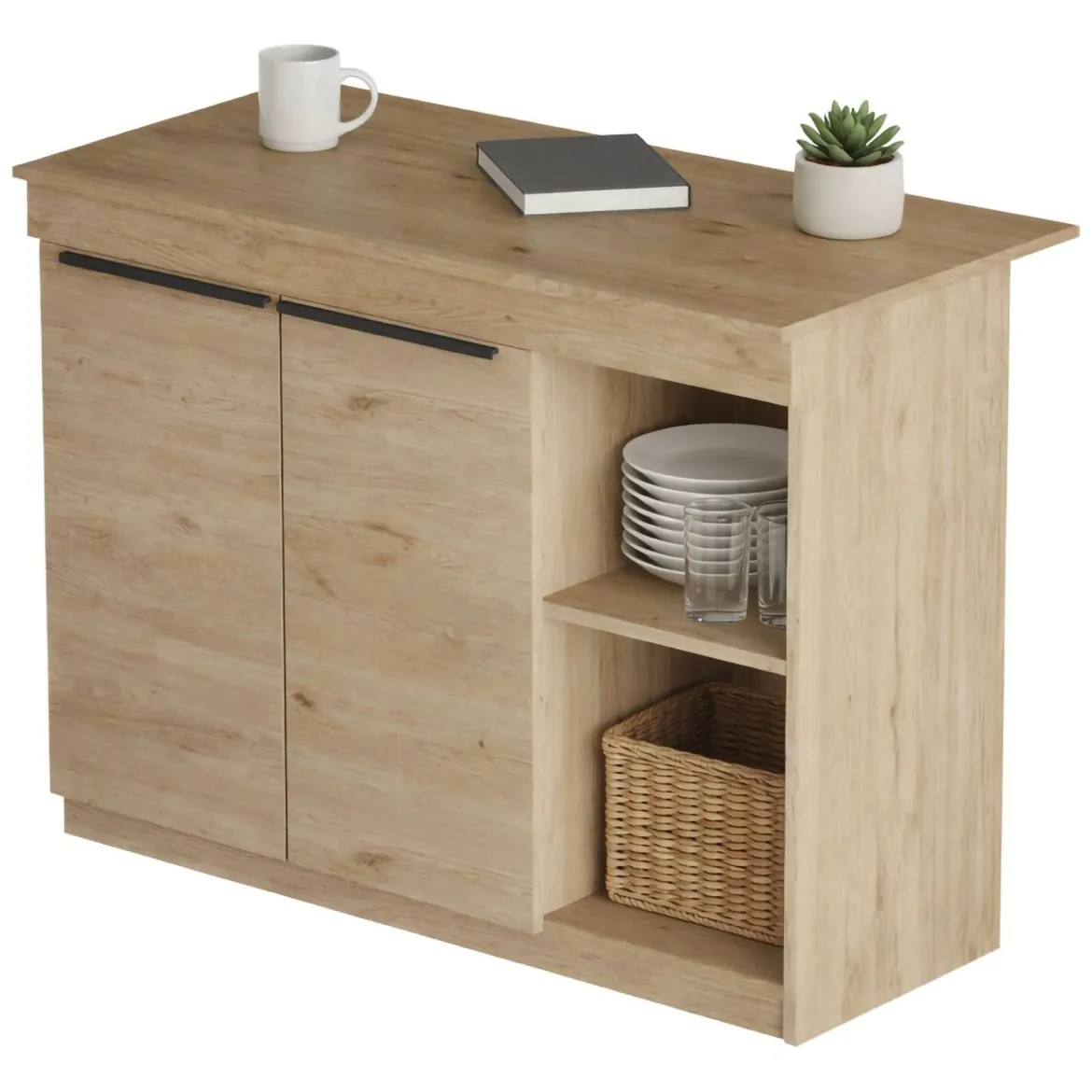 Isola da Cucina Marrone Rovere 2 Ripiani 4 Vani 160x60x90h cm, 4 Ante - Fossalto