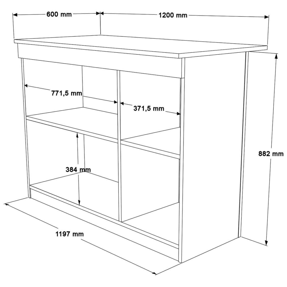 Isola da Cucina Marrone Rovere 2 Ripiani 4 Vani 160x60x90h cm, 4 Ante - Fossalto