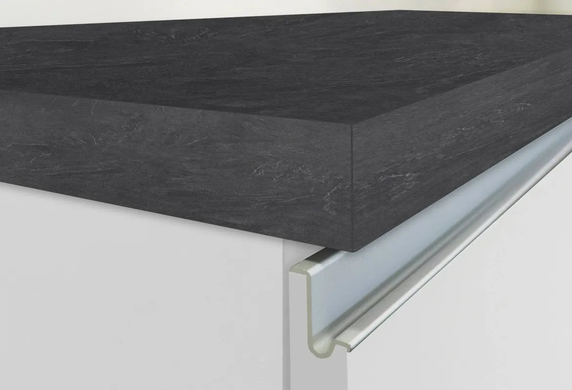 Isola per cucina moderna 155x90x90h cm bianca lucida e ardesia - Tartaro