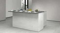 Isola per cucina moderna 155x90x90h cm bianca lucida e ardesia - Tartaro