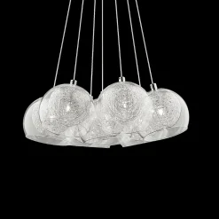 Lampada a sospensione, Lampadario, Luminare sospeso, Lampada a pendente, 38x38h33 cm, Cromo