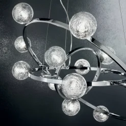 Lampada a sospensione, Lampadario, Luminare sospeso, Lampada a pendente, 61x61h36 cm, Cromo