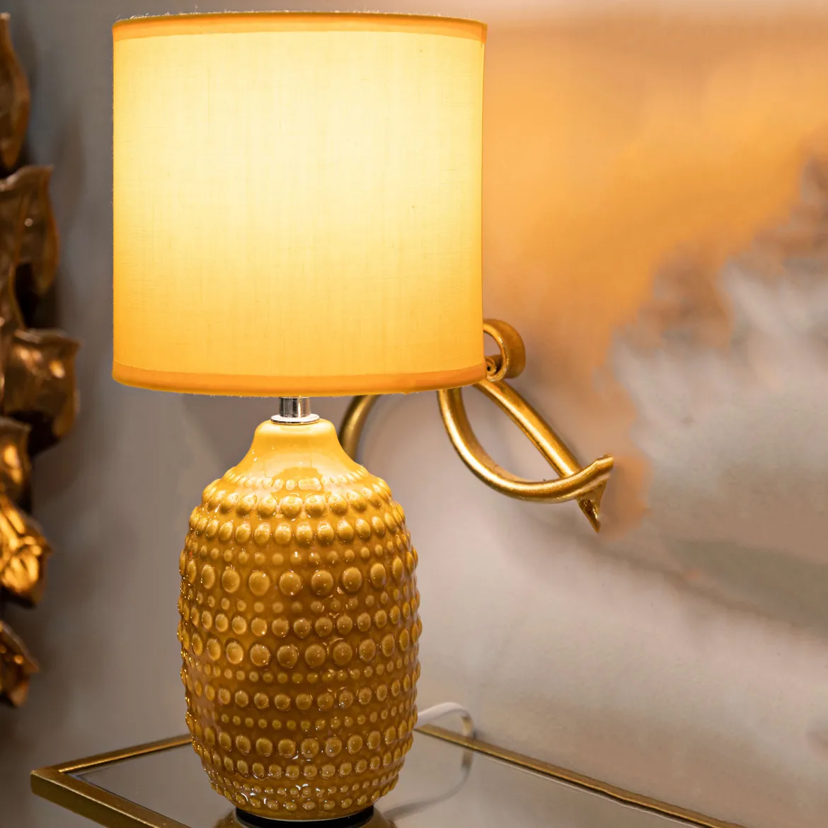 Lampada da Tavolo Arancione Necessaria 1 Lampadina Attacco e14, Paralume - Bethel