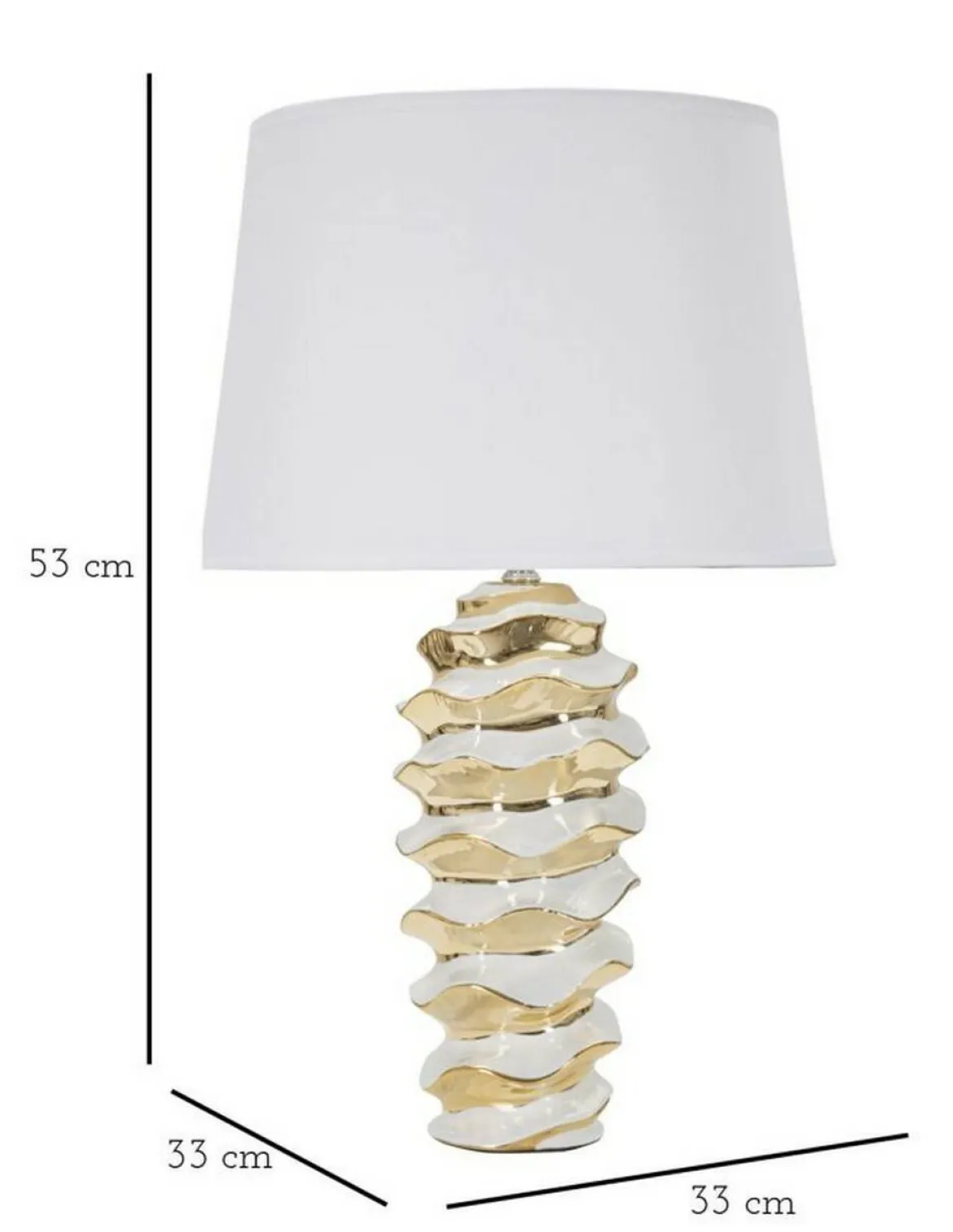 Lampada da tavolo Ashcan, 33x33 h53 cm, Bianco e Oro
