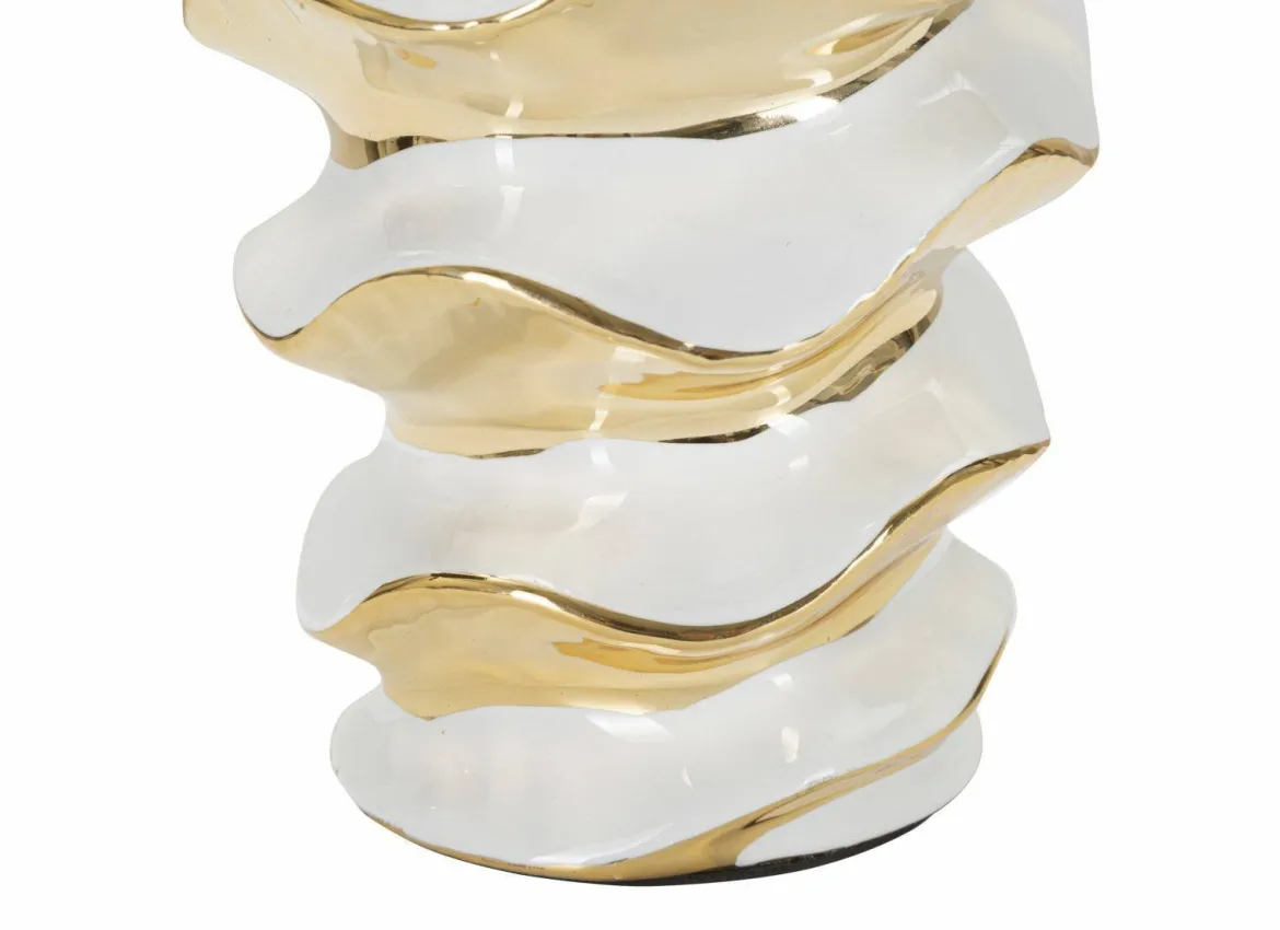 Lampada da tavolo Ashcan, 33x33 h53 cm, Bianco e Oro